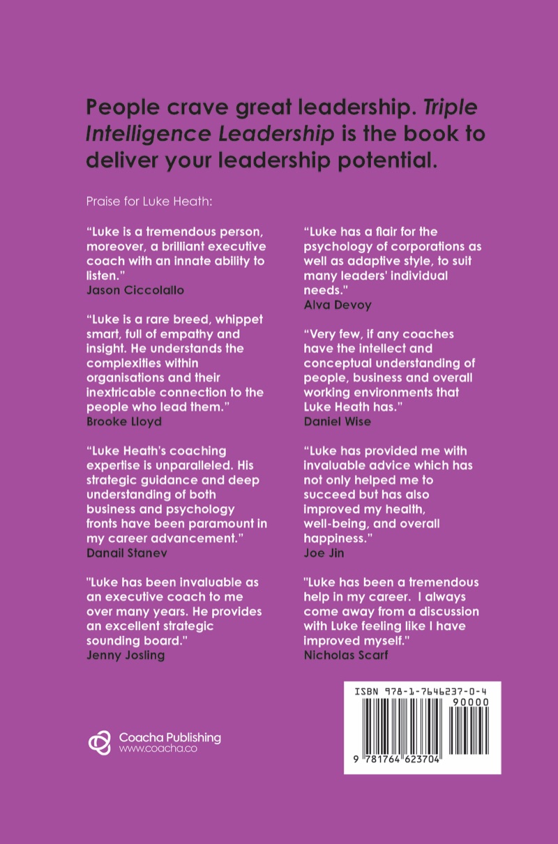 Triple Intelligence Leadership, back cover